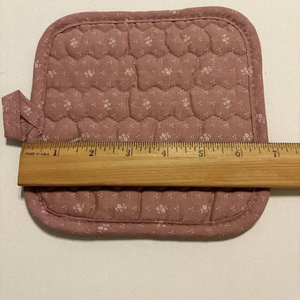 Pot Holder Mitt NOS Fortunoff Cottagecore Country Retro Pink Quilted Hearts 80s